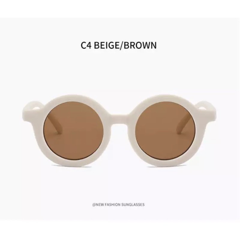 Kacamata Anak Sunglasses Baby Bayi Balita Baby Kids Cute Anti UV Ootd Fashion Anak Laki Cowok Perempuan Kacamata Gaya Anak Kacam,ata Fashion Anak-Beige