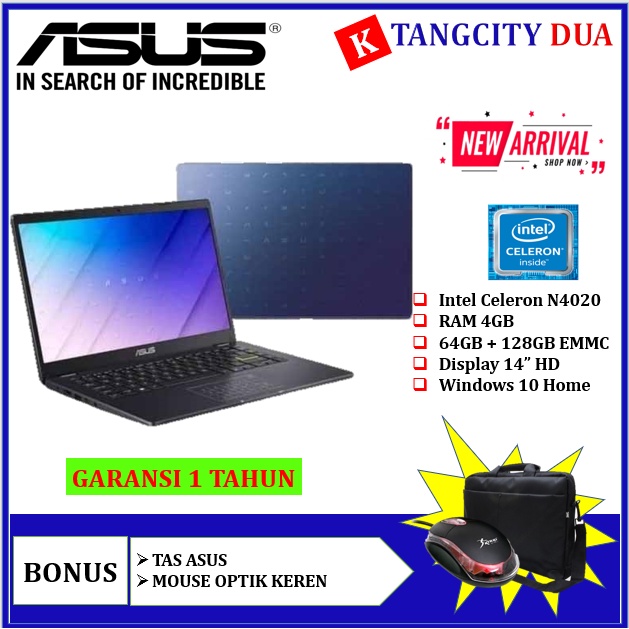 LAPTOP MURAH ASUS VIVOBOOK E410MA INTEL CELERON N4020 4GB 64GB+128GB EMMC WIN10 OFFICE 365-1