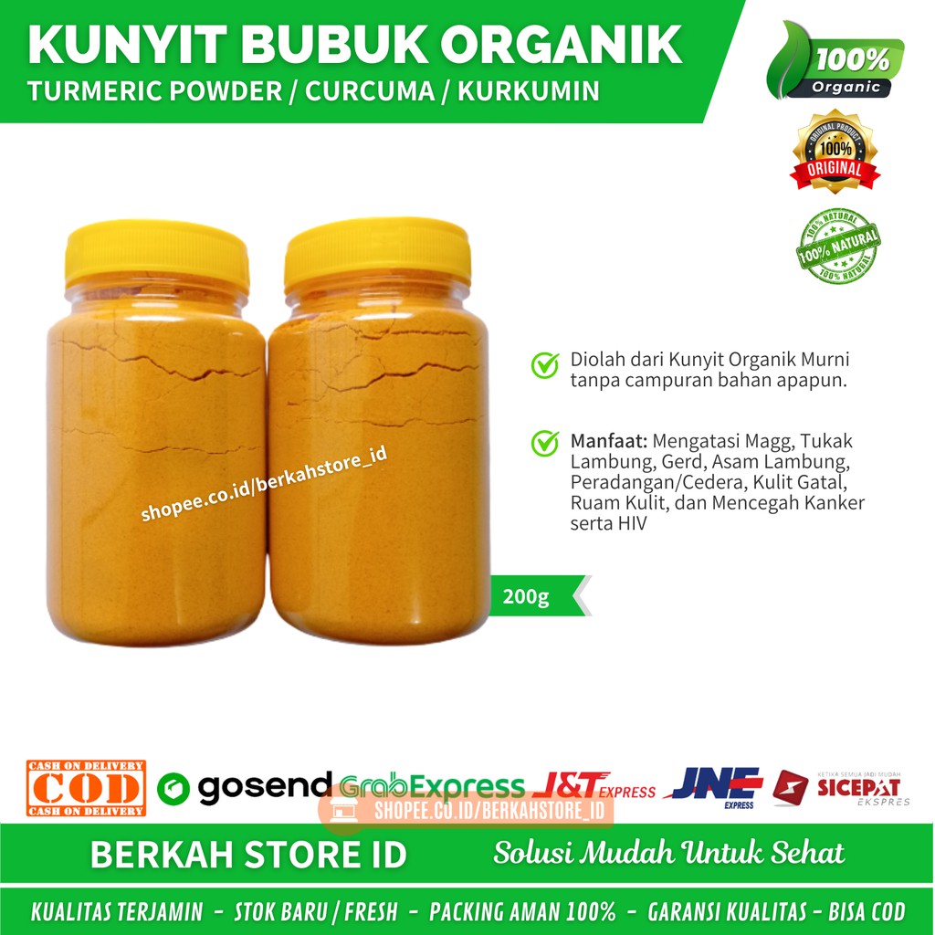 

PROMO / 200g Kunyit Bubuk Murni - Bubuk Kunyit Organik - Turmeric Powder - Rempah JSR