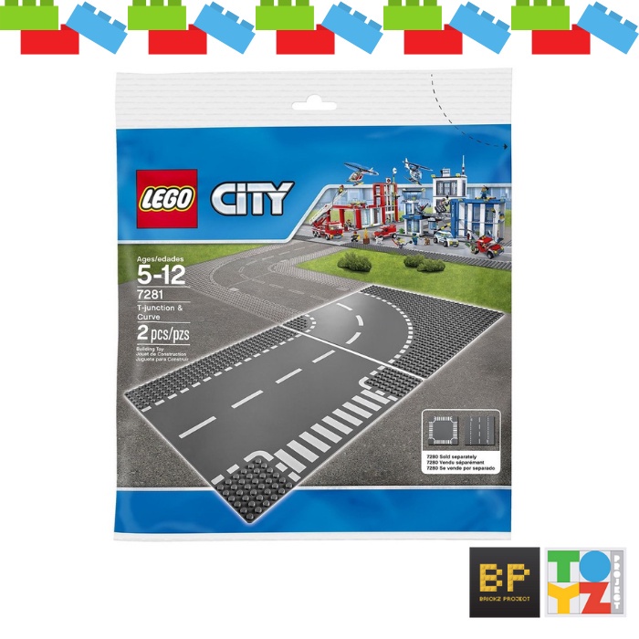 Lego 7281 City - T-Junction & Curved Road Plates Original