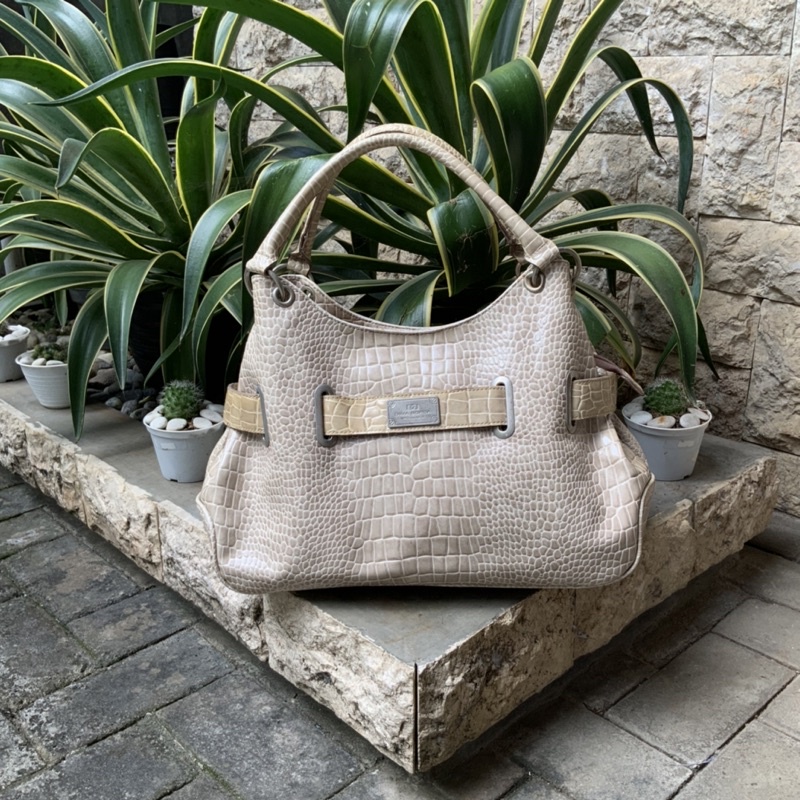 DIMA BORSA CROCO SKIN LEATHER SHOULDER BAG