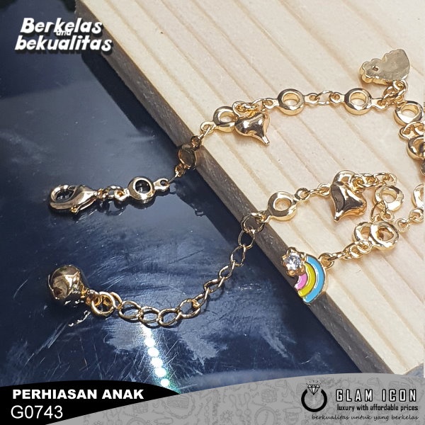 Gelang Anak Rantai Motif Bandul Bintang Pelangi G0743 GRAG