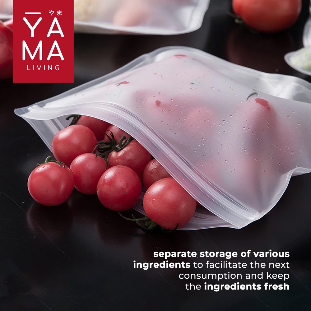 YAMA KUSHA Reusable Ziplock Silicone Pouch Kantong Kedap Udara Makanan