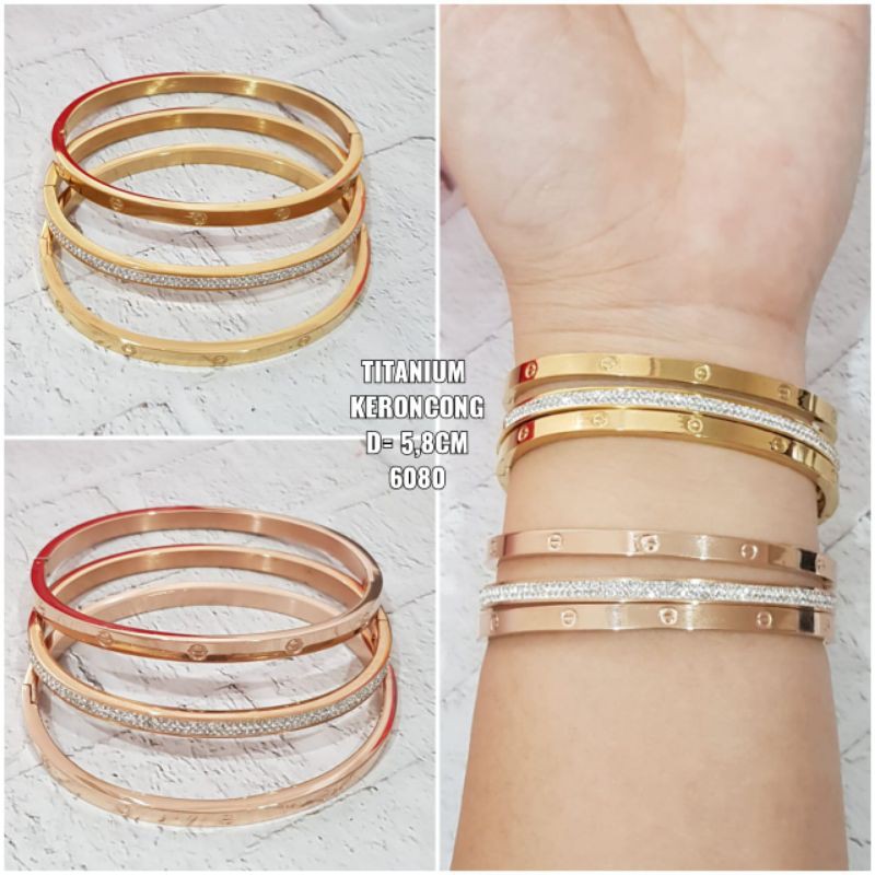 Gelang Keroncong Titanium isi 3 Mix Permata