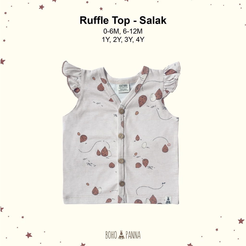 BOHOPANNA Ruffle Top Print Atasan Motif Anak Anak Perempuan 0 - 4 Tahun