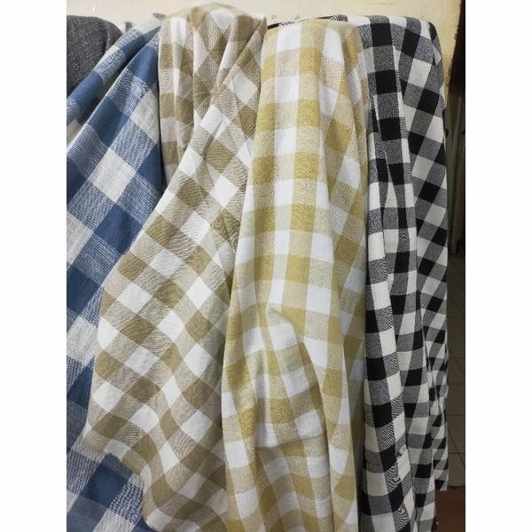 Cotton | Bahan Kain Katun Linen Kotak Import(Per 1 Meter) Terbaru Ready Stock