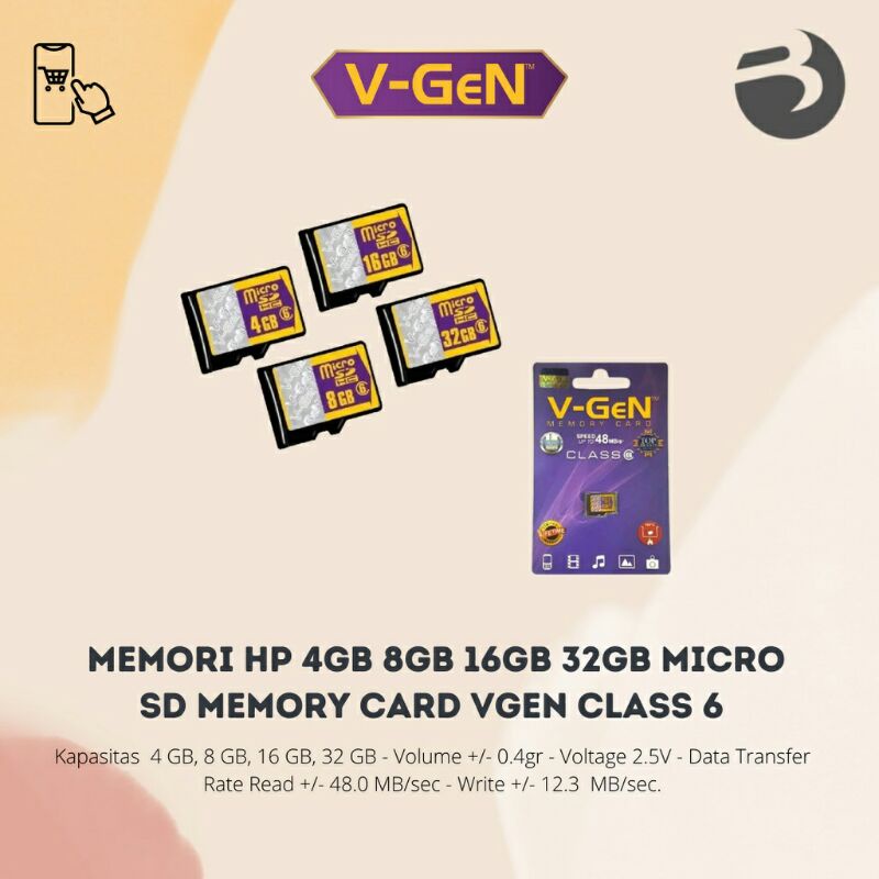 Memory Card Micro SD Card V-Gen 4GB/8GB/16GB/32GB/64GB/128GB