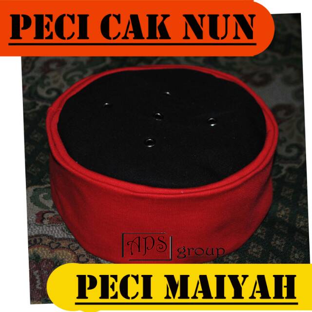 Peci Maiyah Cak Nun Merah Kombinasi Hitam Lembut Original