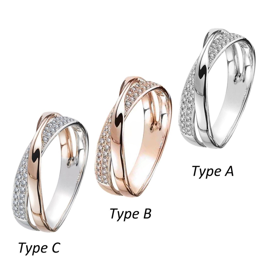 Cincin Bentuk X Dua Warna Untuk Wanita