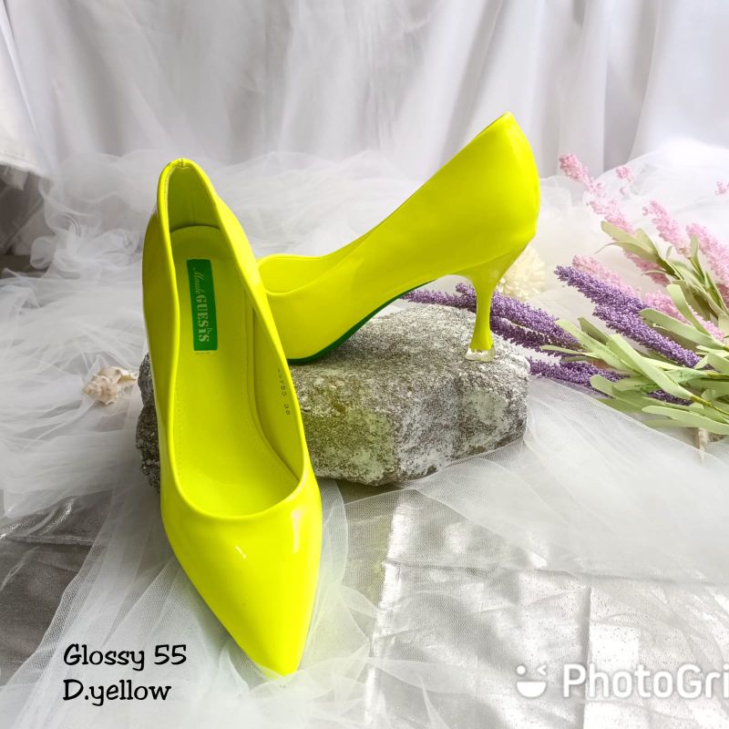 sepatu maude guesis soll karet tapak anti licin Glosy 55 heels 5cm ini-3