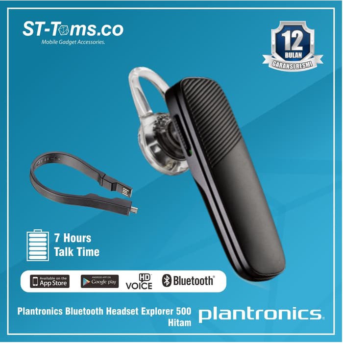 Plantronics Bluetooth Headset Explorer 500 - Grey - Putih