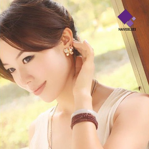 Anting Stud Berlian Imitasi Model Hollow Untuk Wanita