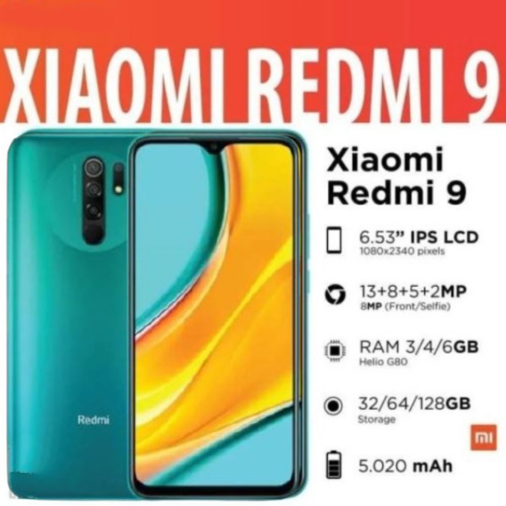 Xiaomi Redmi 9 HP/Handphone Xiaomi Redmi 9 RAM 4GB/16GB BARU SEGEL GARANSI 1 TAHUN COD