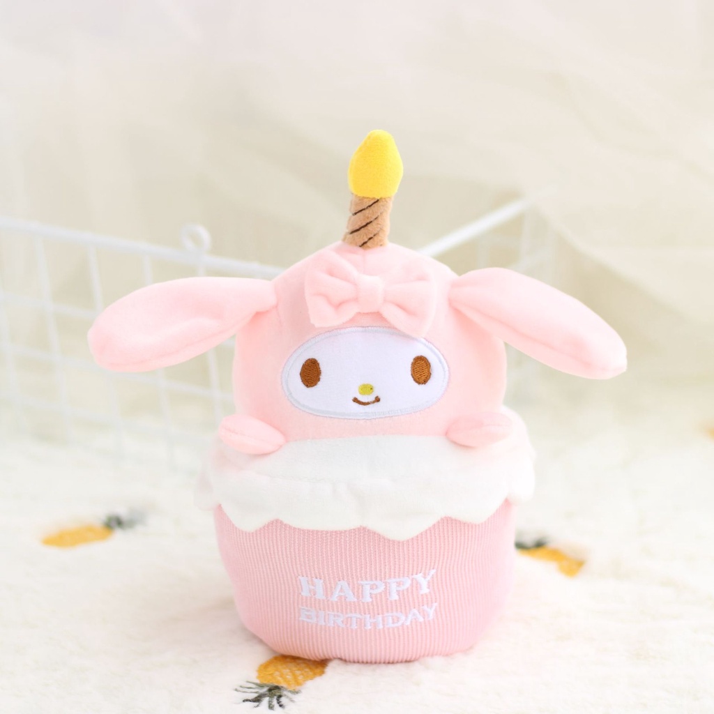 20cm My Melody Kirby Boneka Plush Stuffed Happy Birthday Cake Candles Dolls Kids Toys Gifts Mainan