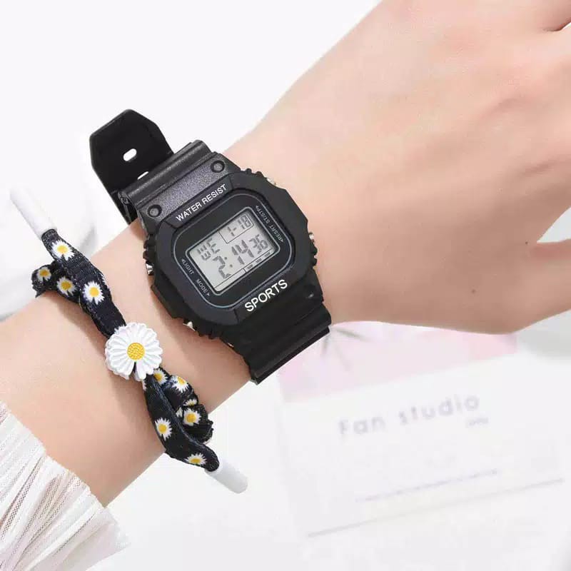 JAM TANGAN RUBBER DIGITAL SEGI GROSIR MURAH KARET SPORT LED PRIA WANITA COUPLE M121 W178