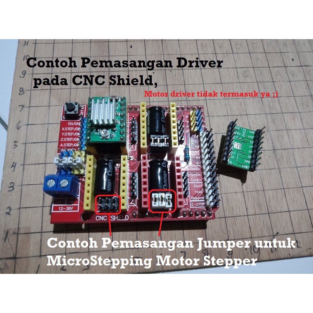 [HAEBOT] Arduinoo Uno CNC Shield V3 4 Motor Driver A4988 RepRap CNC GRBL Mesin Controller Motor Stepper Module 3 Axis Router Drawing Set Paket Komplit