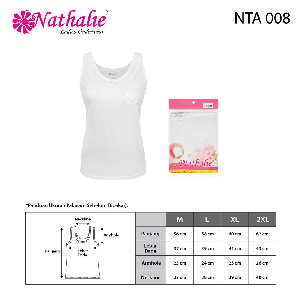 Nathalie Tanktop Pakaian Dalam Putih Polos Isi 1pcs  NTA 008-1