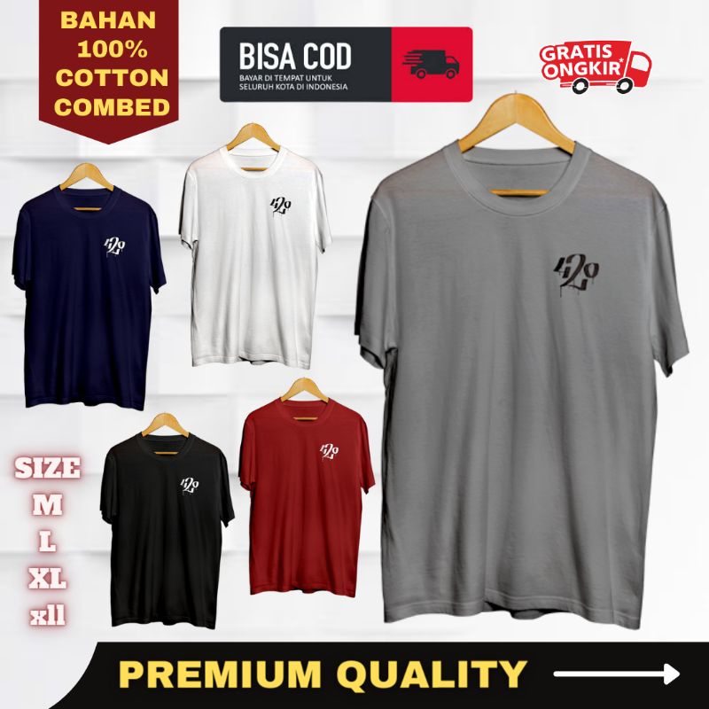 Kaos Distro Cowok Branded Keren Kekinian Terbaru Original Cotton 30s /  Kaos Distro Pria Logo 420