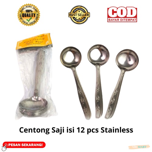 PROMO Centong Saji isi 12 pcs Stainless  Centong Prasmanan Sendok Pesta Tebal Irus Sayur Sendok Sayur Sendok Sup Sendok Kuah Murah Berkualitas