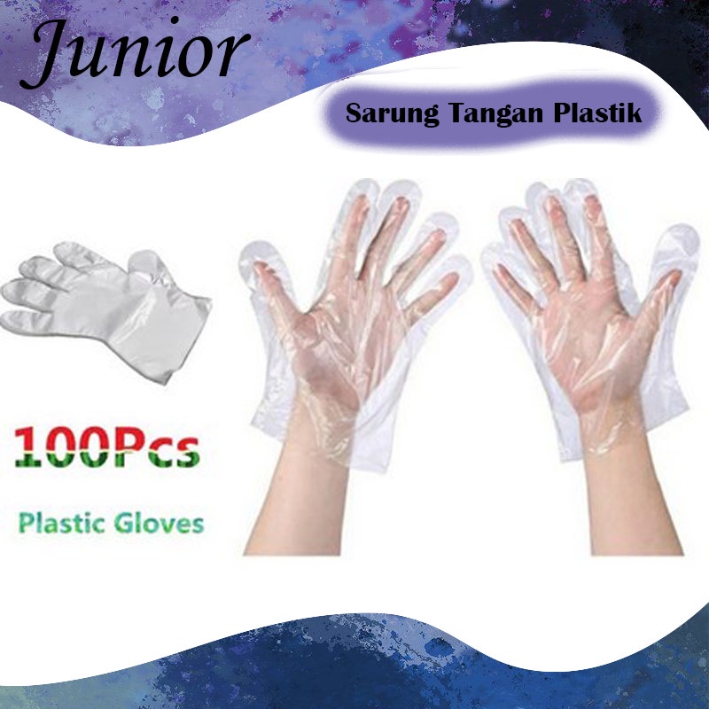 Sarung Tangan Plastik Isi 100Pcs Disposable Plastic Gloves Sekali Pakai