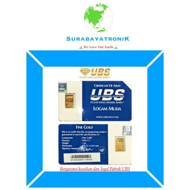 Emas Batangan Logam Mulia LM UBS 1 Gram ( 1gram / 1 gr