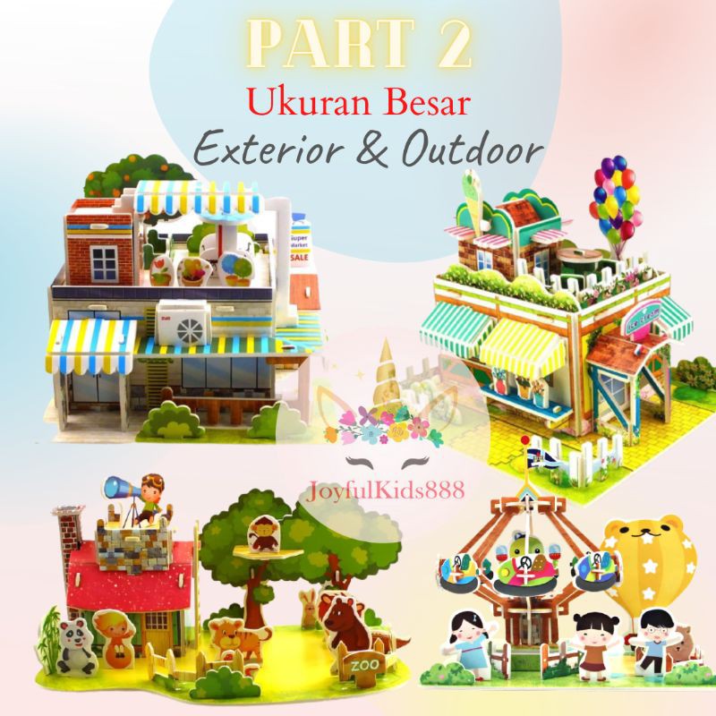 Mainan Edukasi Anak Puzzle 3D Miniatur DIY Jigsaw Besar Part 2 Seri Exterior Bangunan Rumah/ Istana