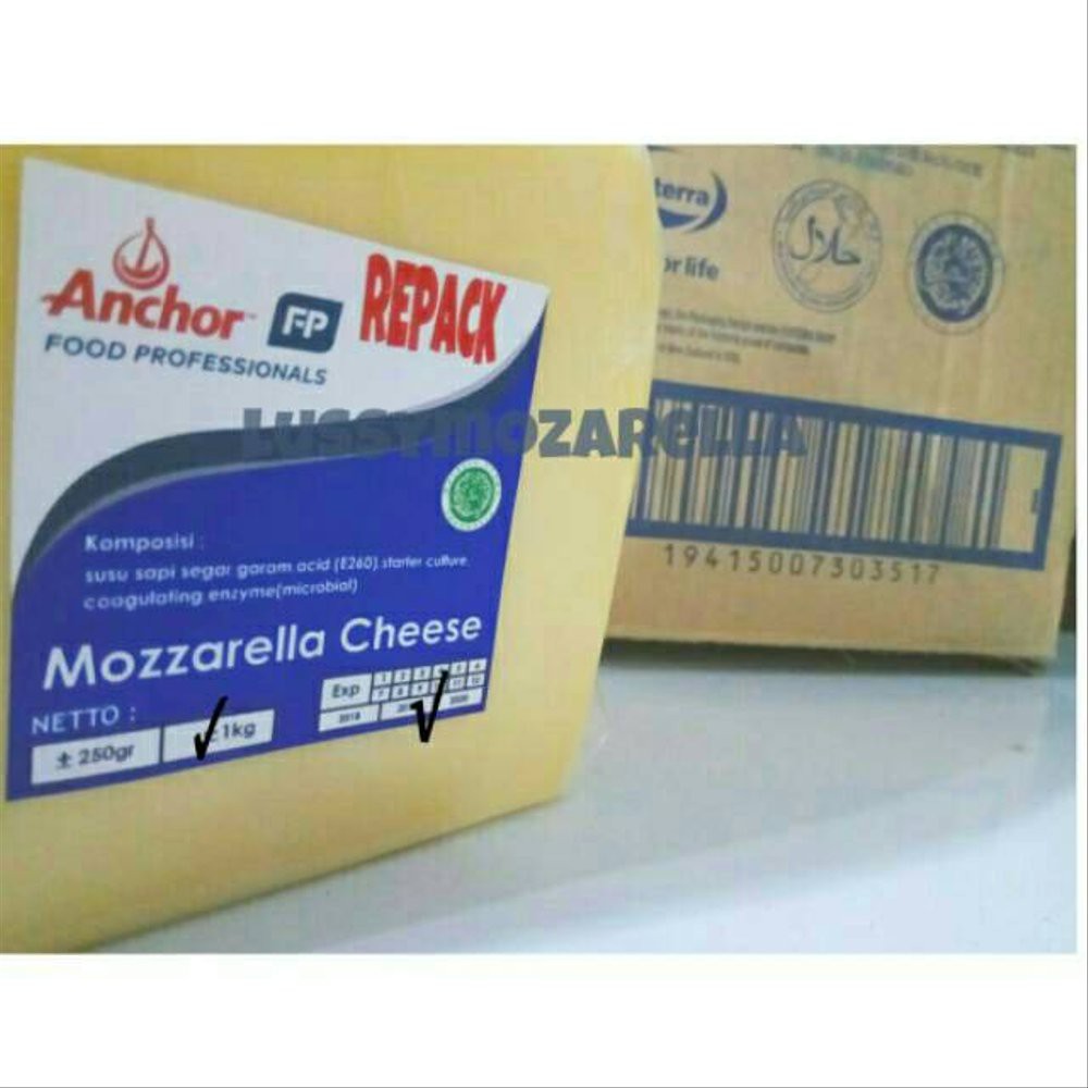 

Keju Mozarella pizza Mozarella Anchor 1kg Bagus