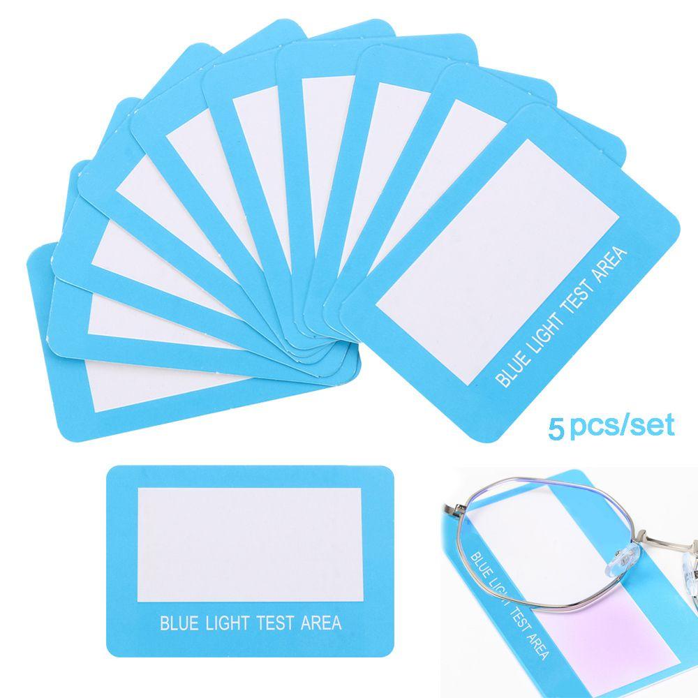 5pcs / set Kartu Uji Deteksi UV Kacamata Anti Blue Light