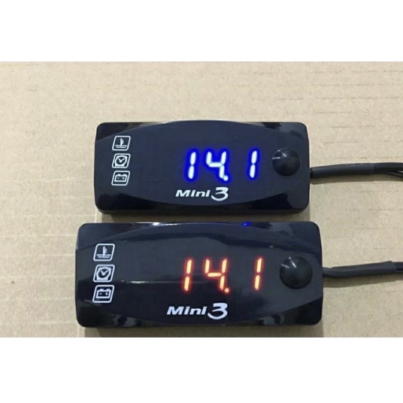 VOLTMETER 3 IN 1 DIGITAL VOLTAGE TEMPERATUR SUHU JAM / WAKTU WATERPROFF ANTI AIR BUAT SEMUA JENIS MOTOR