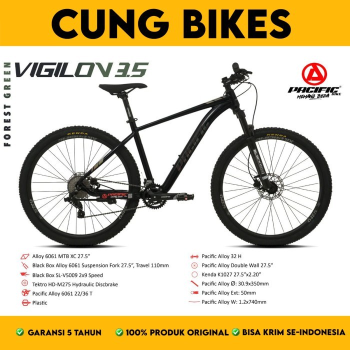 Sepeda Gunung MTB 27.5 Inch Pacific VIGILON 3.5 frame Allloy rem Hidroulic