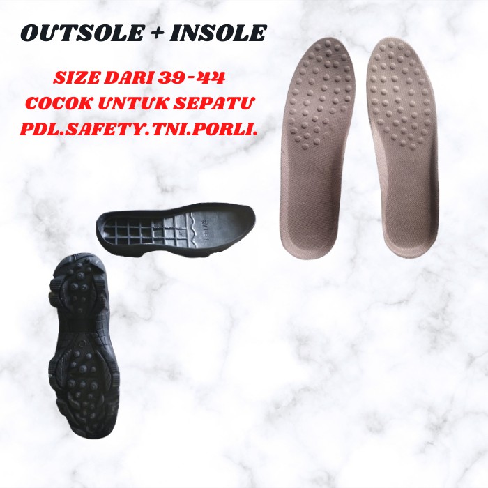 Sol Outsole Sepatu Bawah Karet Hitam TNI AD TNI AU TNI AL PORLI PDL SATPOL PP