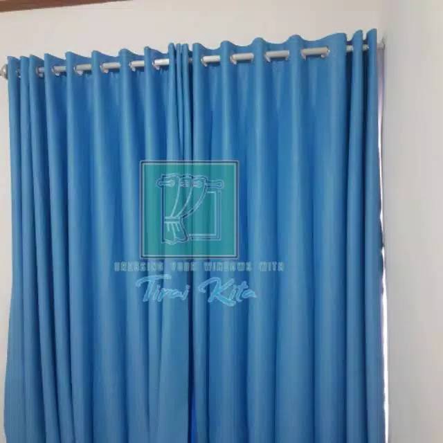 Girden blackout Biru ukuran 200x250 korden gordyn jendela pintu tirai hordeng panjang tinggi lebar p