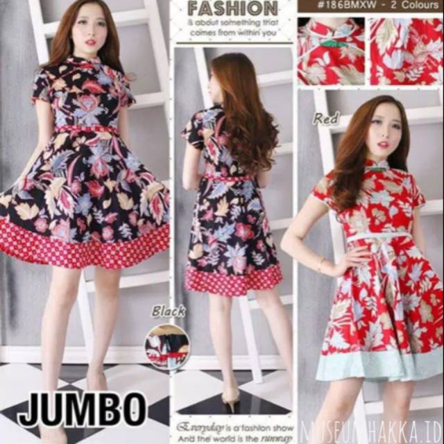 Dress batik modern cheongsam katun strecth / Dress pesta elegan modern