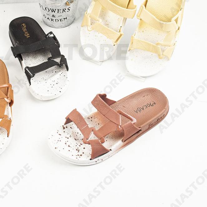 ℮ Sandal Slop Jelly Semi Gunung Wanita Warna SEMBUR Tali Sambung Keren Impor - Mokaya 2059B (37-41)