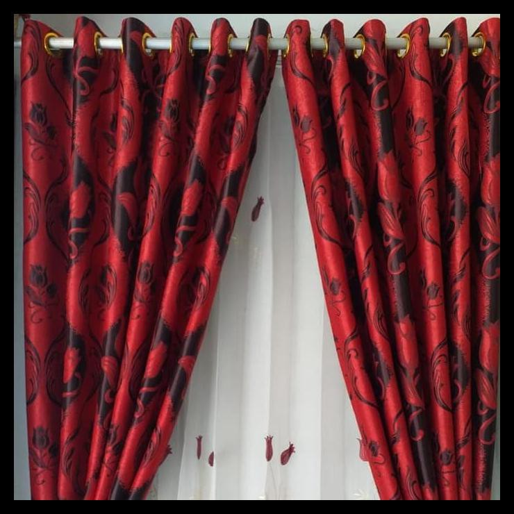 Gorden Blackout Floging Tulip Merah Hitam