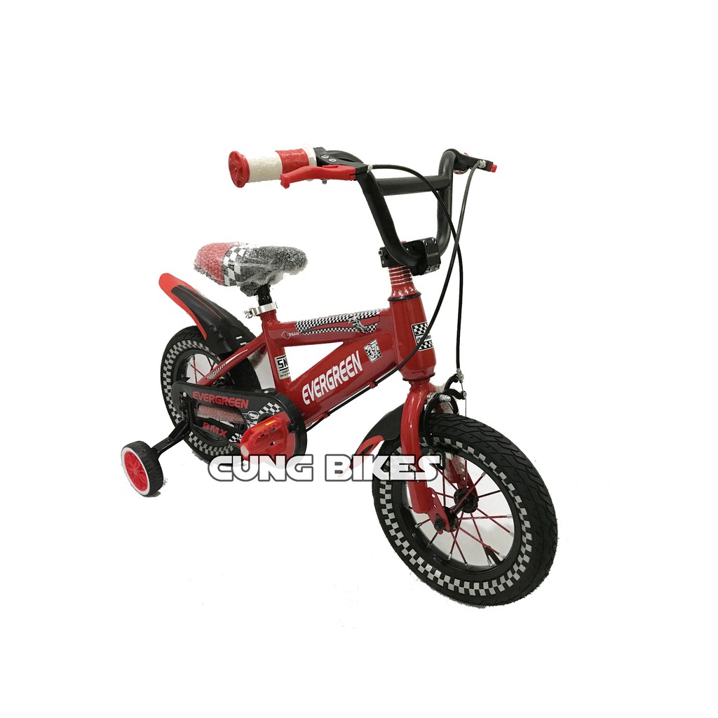 SEPEDA ANAK BMX 12 INCH EVERGREEN LOGAN WARNA KOMBINASI stang oversize warna kombinasi racing