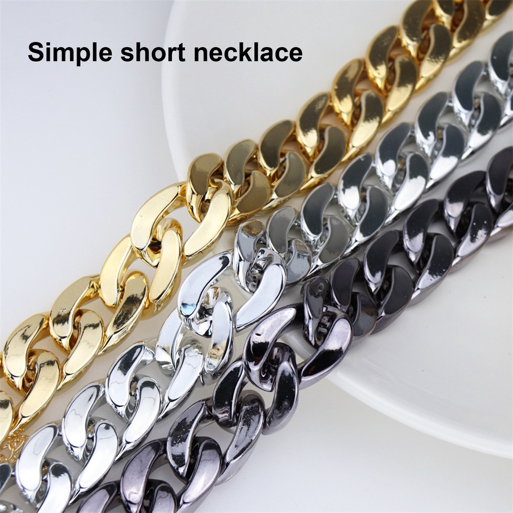 Hu Hu Hu Hu Hu Alat Bantu Pasang Kacamata♡ Kalung Choker Rantai Tebal Bahan Alloy Dapat Disesuaikan Gaya Hip Hop Untuk Wanita