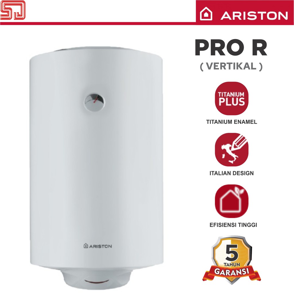 Ariston Pro R 100 Liter Water Heater Listrik 1500 Watt Vertikal Pemanas Air Mandi