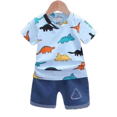 HappyOliver SET JEANS COLOUR DINO 065 EBV Setelan Kaos Anak Bayi Laki-laki Lengan Pendek 6bulan - 4tahun