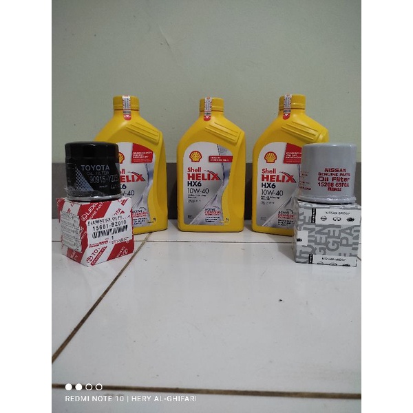 PAKET OLI SHELL HX6 10W_40+ FILTER OLI NISSAN_TOYOTA ORIGINAL