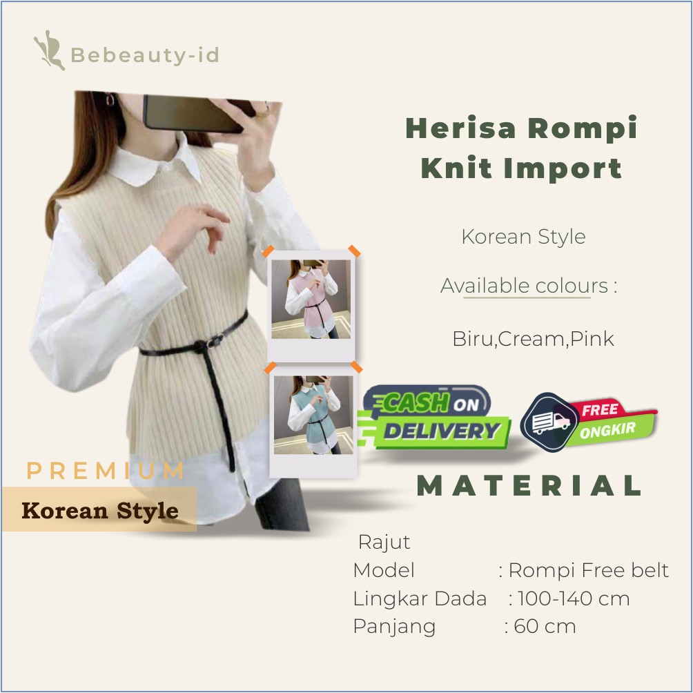 Atasan Wanita Rompi Rajut Korea Herisa Rompi Knit Import Rompi Rajut Wanita Korea Style Tebal