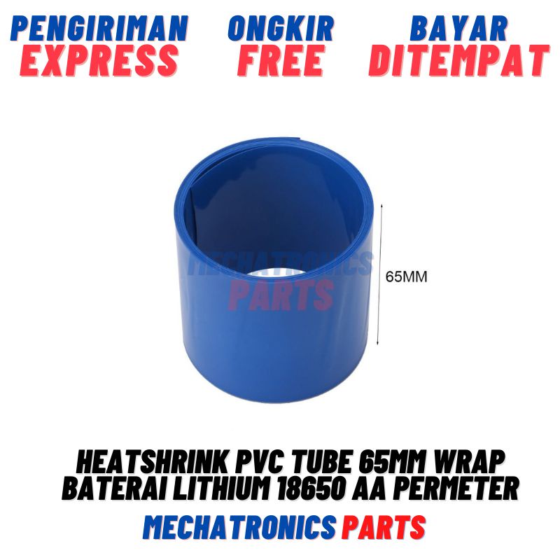 Heatshrink PVC Tube 65mm Wrap Baterai Lithium 18650 AA Permeter