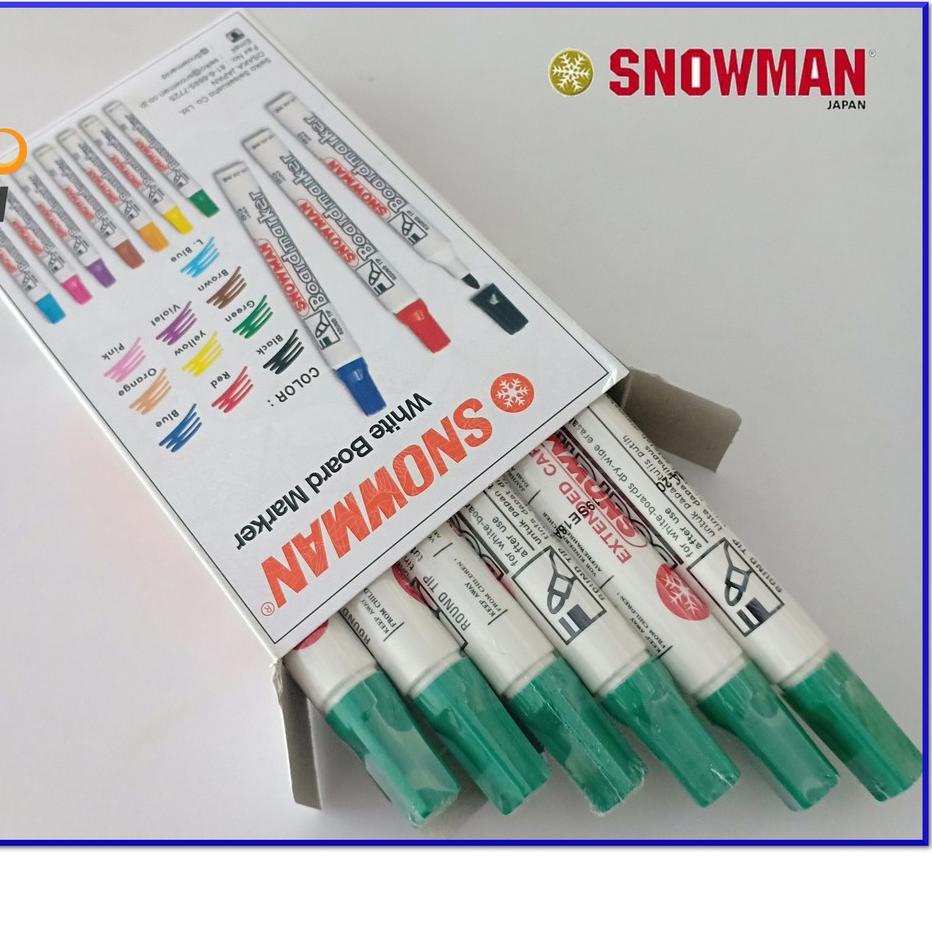 

ハ Snowman Spidol Whiteboard Marker BG-12 / Spidol Snowman Non Permanen Lusin BISA CAMPUR WARNA Limited