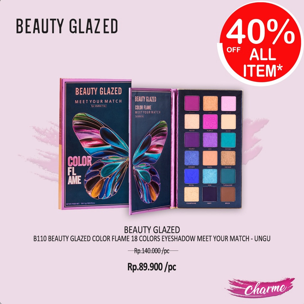 (READY) Beauty Glazed Color Flame 18 Colors Eyeshadow Meet Your Match B110 B 110 - UNGU