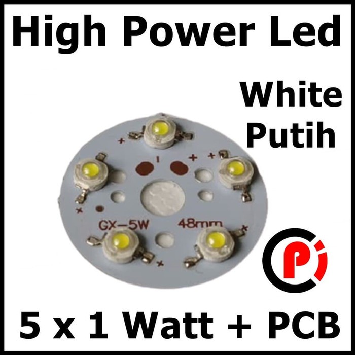 High Power Led 5W Seri Putih 6500k White Solder PCB Aluminium Heatsink