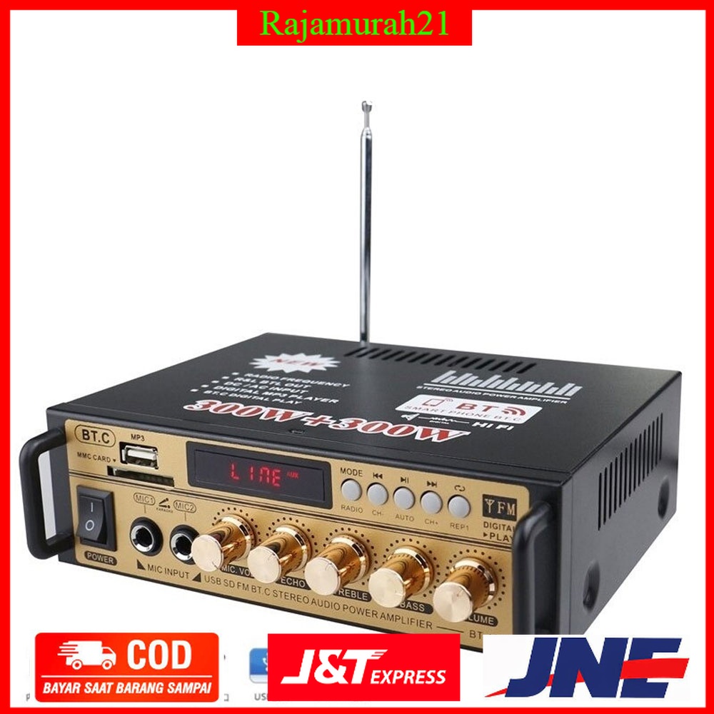KYYSLB Audio Bluetooth Amplifier HiFi Stereo 300Wx2 with Remote Control - 7RSK8MBK