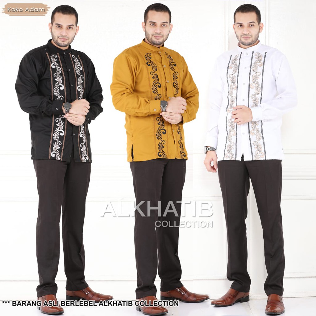 ALKHATIB COLLECTION BAJU KOKO ADAM BORDIR LENGAN PANJANG MANSET S M L XL XXL XXXL COUPLE KATUN