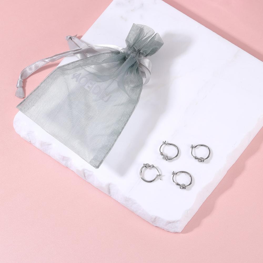 2 Pcs Anting Tindik Bentuk Lingkaran Kecil Bahan 925 Silver Aksen Kristal