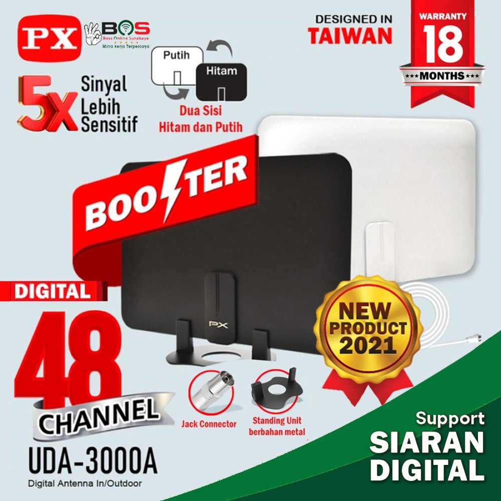 Antena TV Dinding Digital DVB T2 Booster Analog Indoor PX UDA-3000