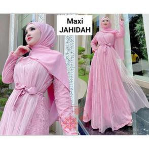 Trend Model Baju Gamis Lebaran Terbaru 2021 Vs Maxi Jahidah Brukat L - Abu-Abu Tamarablerin